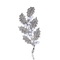 Holly Leaf Spray Brooch In Metal With Crystals And White Faux Pearls view 2