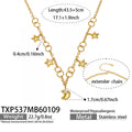 Star Moon Charm Necklace Bracelet Set Two-Tone Steel view 7
