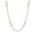 Freshwater Pearl Necklace Gold Open Star Links 40cm Chain view 5