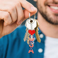 USA Letter Keychain with Red Heart and American Flag Pattern view 4