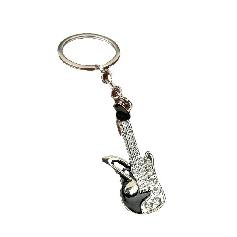 Musical Instrument Metal Keychain Gift Pendant in Black or Red