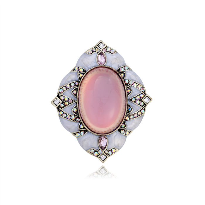 Pink Flower Enamel Metal Brooch Pin for Jackets and Lapels