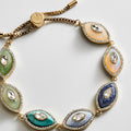 Red Knotted Cord Bracelet with Five Evil Eye Stations view 4