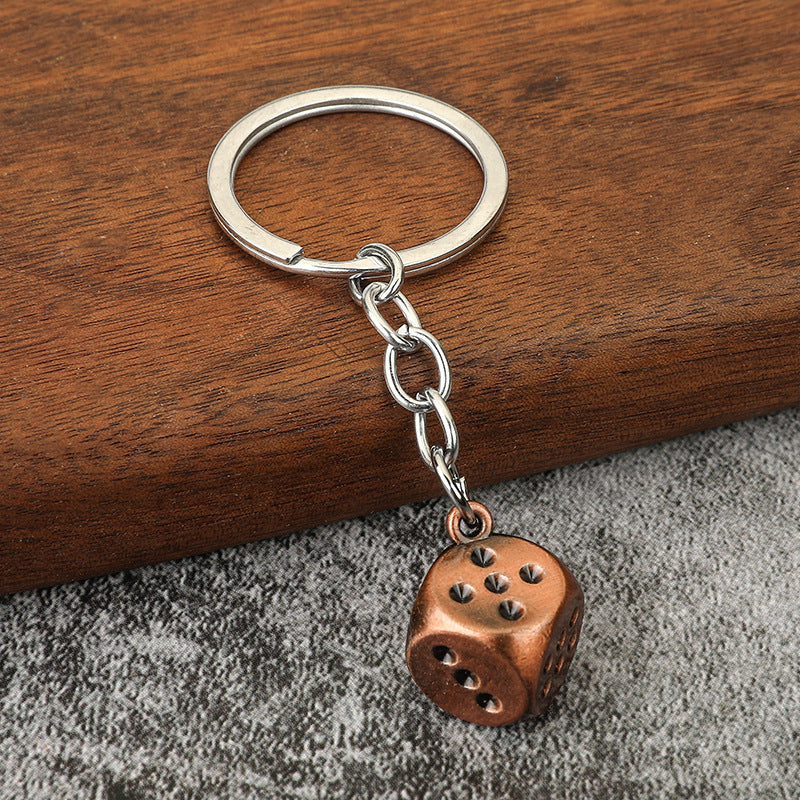 Dice and Mahjong Tile Metal Keychain Casino Game Style Charm