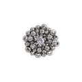 Silver Metal Floral Crystal Ring Pink Pearl Flower Ring view 5