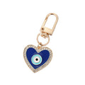 Gold Tone Blue Evil Eye Heart Round and Teardrop Clip Keychains view 5