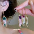 Pressed Flower Clear Resin Drop Earrings in Four Botanical Colors view 2