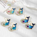 Gold Tone Ocean Animal Pressed Flower Drop Earrings in Fifteen Designs view 3