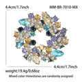 Multicolor Rhinestone Wreath Brooch Gold Leaf Crystal Pin view 6