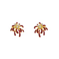 Red Firework Burst Gold Tone Crystal Look Stud Earrings view 5