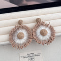 Eleven Color Woven Sunburst Round Statement Earrings view 4
