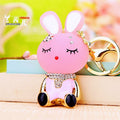 Eyelash Rabbit Keychain with Purple Enamel and Crystal Collar view 3