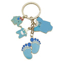Blue and Pink Baby Elephant Footprint Metal Keychain Pair view 5