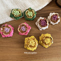 Layered Pink and Gold Flower Statement Stud Earrings view 3