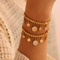 Gold Roman Numeral Disc Charm Snake Chain Necklace Bracelet view 4