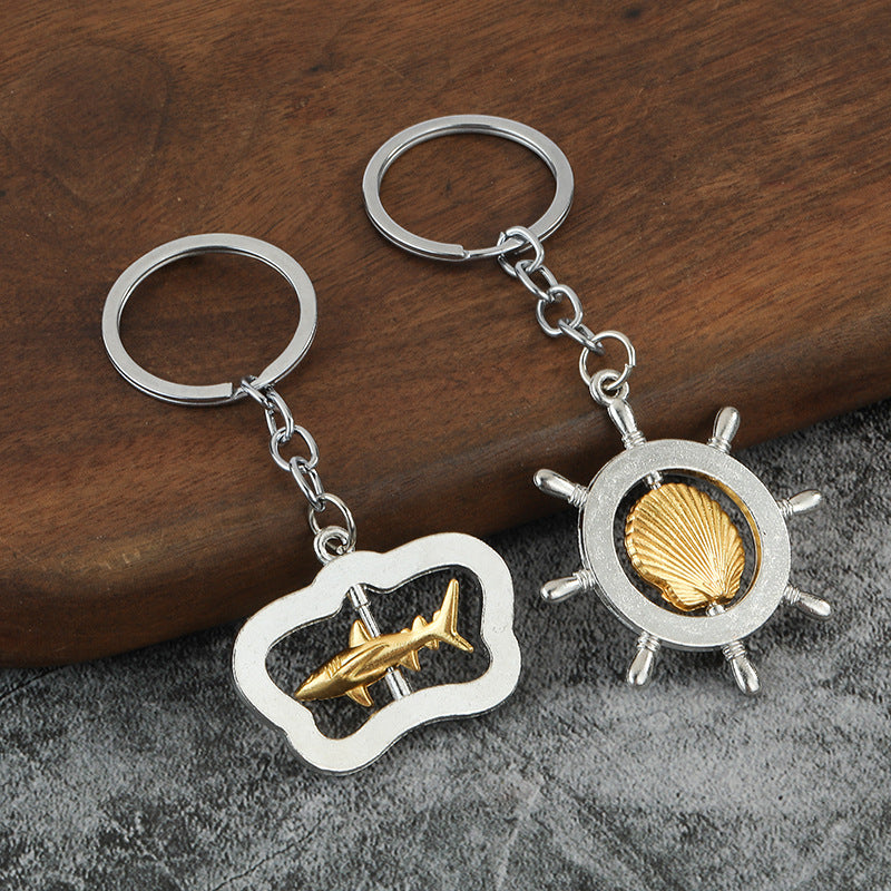 Ocean Series Spinner Zinc Alloy Keychain Pendant Gift Accessory