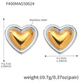 Stainless Heart and Crescent Stud Drop Earrings Mix view 8