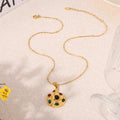 Gold Stainless Steel Spiral Pendant Necklace Multicolor Oil Drip view 4