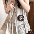 Brown Coconut Shell Floral Woven Mini Crossbody Bag view 3