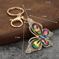 Butterfly Keychain With Faceted Stones, Split Ring And Lobster Clasp view 2