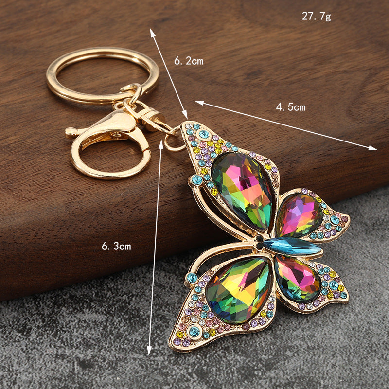 Rhinestone Bow Zinc Alloy Keychain for Car Keys and Bags