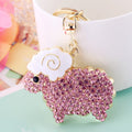 Jeweled Lamb Keychain with Gold Tone Hardware and Crystal Accents view 4