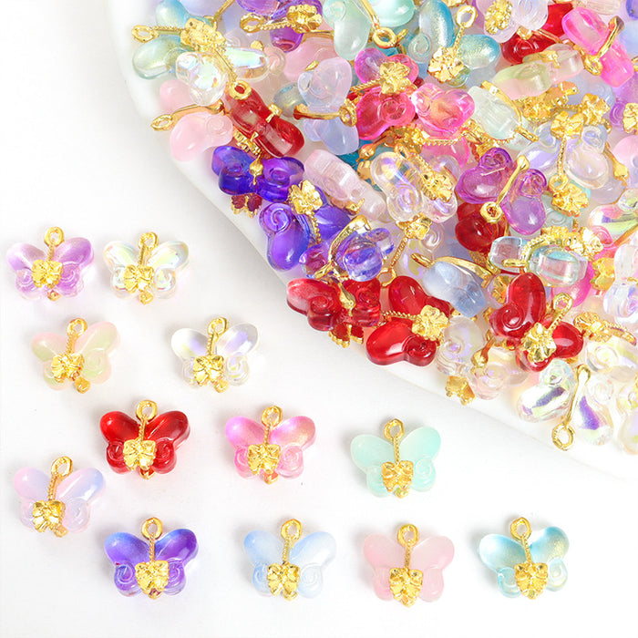 Polished Pink Purple Butterfly Alloy Beads in 12 Styles