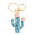 Rhinestone Cactus Flower Keychain Metal Plant Bag Charm view 5