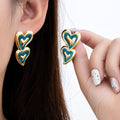 Colorful Double Heart Drop Earrings In Four Color Variants view 2