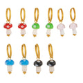 Gold Hoop Resin Polka Dot Mushroom Drop Earrings Five Colors view 5