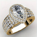 Gold Tone Teardrop Halo Five Row Pave CZ Finger Ring view 1