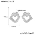 Hollow Heart Lips Stud Earrings Titanium Steel Gold Or Steel view 6