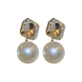 Square Crystal Pearl Drop Stud Earrings For Women Jewelry view 5