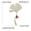 Ginkgo Leaf Dangle Brooch With Polished Metal And Sculpted Decorative Details view 4