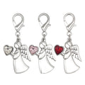 Silver Angel Heart Lobster Clasp Charm Clear Pink Red view 5