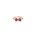 Bow Twin Pear Stone Open Ring Gold Red Silver Purple view 5