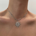 Openwork Sun Pendant Necklace In Two Metal Tones Jewelry Design view 3