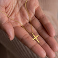 Minimal Plain Cross Pendant Necklace In Gold And Silver Tones view 1