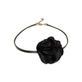 Satin Rose Flower Cord Choker Necklace Six Color Styles view 5