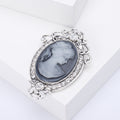Cameo Profile Medallion Brooch in Gold or Silver Tone view 4