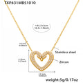 Gold Double Swan Open Heart Zircon Necklace Bracelet Earrings Ring view 6