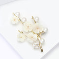 Pearl Plum Blossom Branch Brooch Gold or Silver Tone view 4