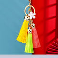 Daisy Triple Silk Tassel Keychains in Nine Color Mixes plus Assorted Option view 6