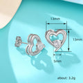 White Gold Openwork Heart Clear Stone Stud Earrings Alloy view 5