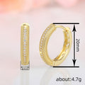 Gold Tone Double Row Crystal Huggie Earrings Polished Jewelry Accessory view 4