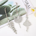 Silver Rhinestone Ballerina Leaf Metal Hanging Ornaments view 3