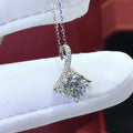 Silver Tone Round CZ Four Prong Curved Bail Pendant Necklace view 3