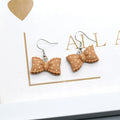 Pink and Brown Polka Dot Bow Earrings and Clip Keychains view 9