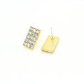 Rectangular Crystal Stud Earrings in Gold and Silver Tone view 4