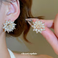 Pearl Crystal Floral Cluster Statement Stud Earrings view 2